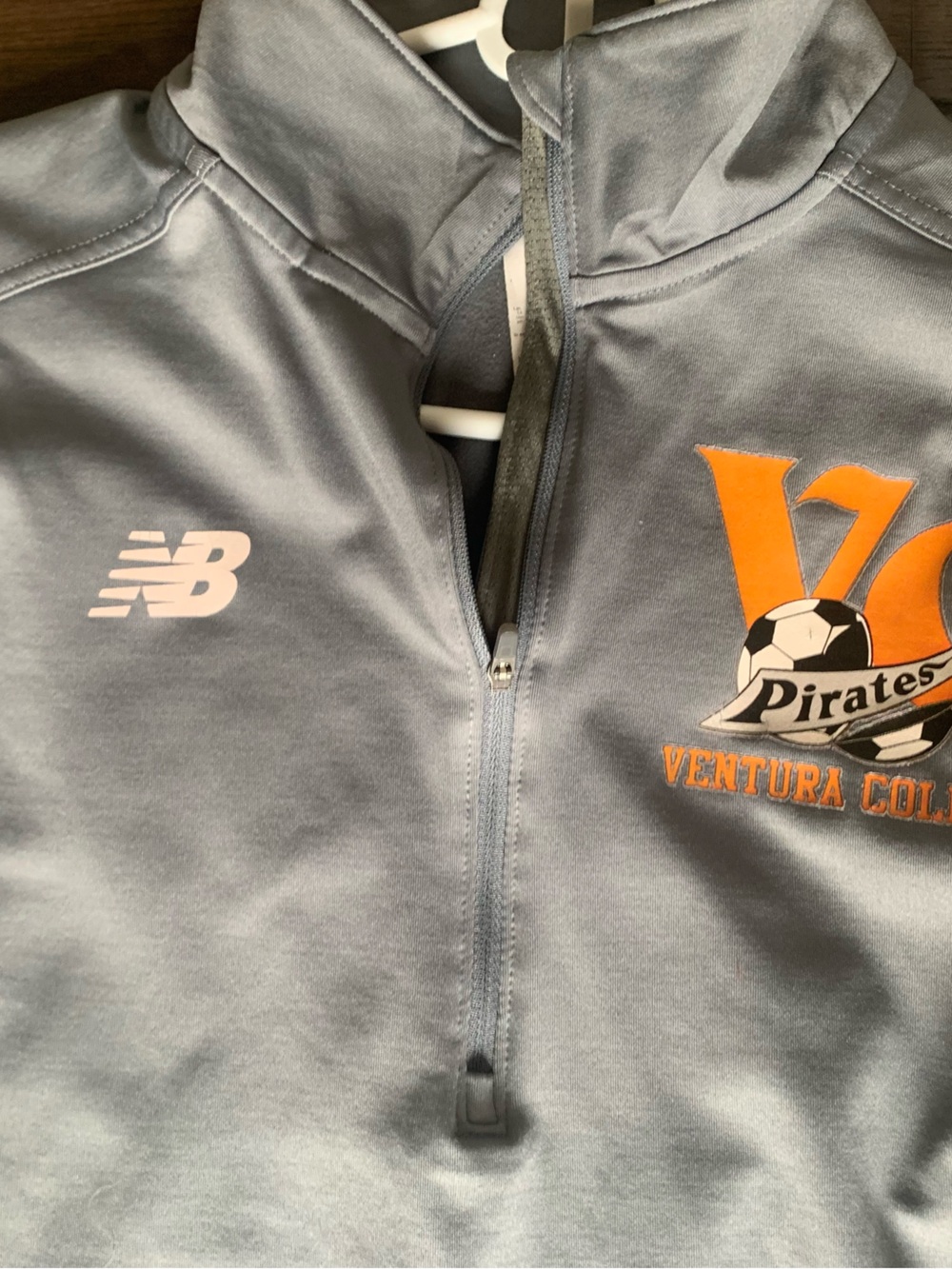 New Balance Gray Athletic Zip-Up Jacket with Orange Pirates Logo